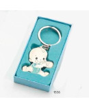 Llavero bebé niño biberón celeste