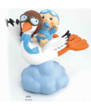 Cigüeña bebé gafitas celeste volando