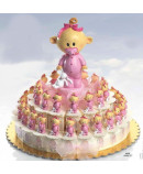 Tarta 23 cajitas bebé niña chupete rosa