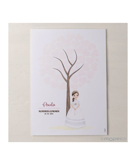 Lámina firmas niña Comunión con rosario 42x29,5cm