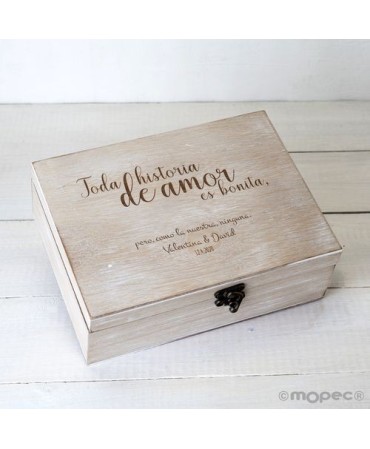 Cofre madera personalizado 23x17cm Toda historia de amor...