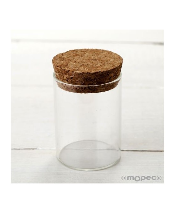 Tarro Cristal con Tapón de Corcho Ø4,5x6,5cm
