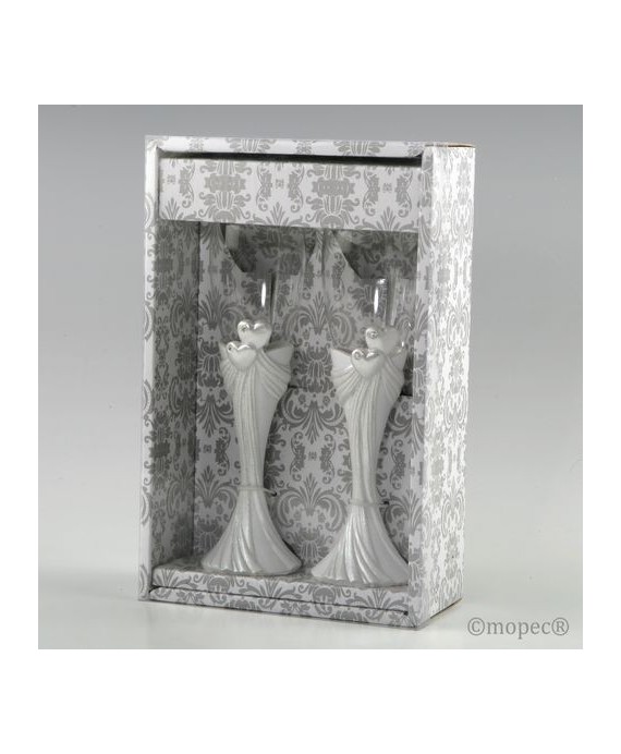 Juego de copas 2 corazones 24cm, set de 2