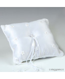 Cojín alianzas flores con perlitas blanco