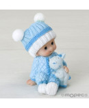 Figura pastel niño bebé sentado con peluche