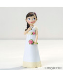Figura niña Comunión vestido romántico, 16,5cm.