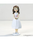Figura niña Comunión con vestido corto 16,5cm.