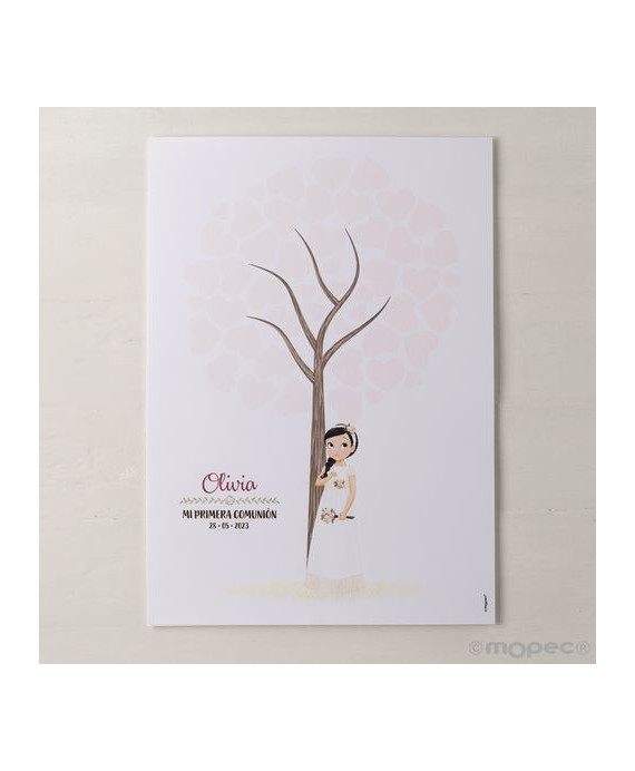 Lámina firmas niña Comunión romántica 42x29,5cm