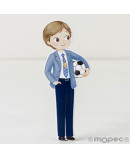 Figura 2D adhesiva niño Comunión con pelota 11cm. min.6