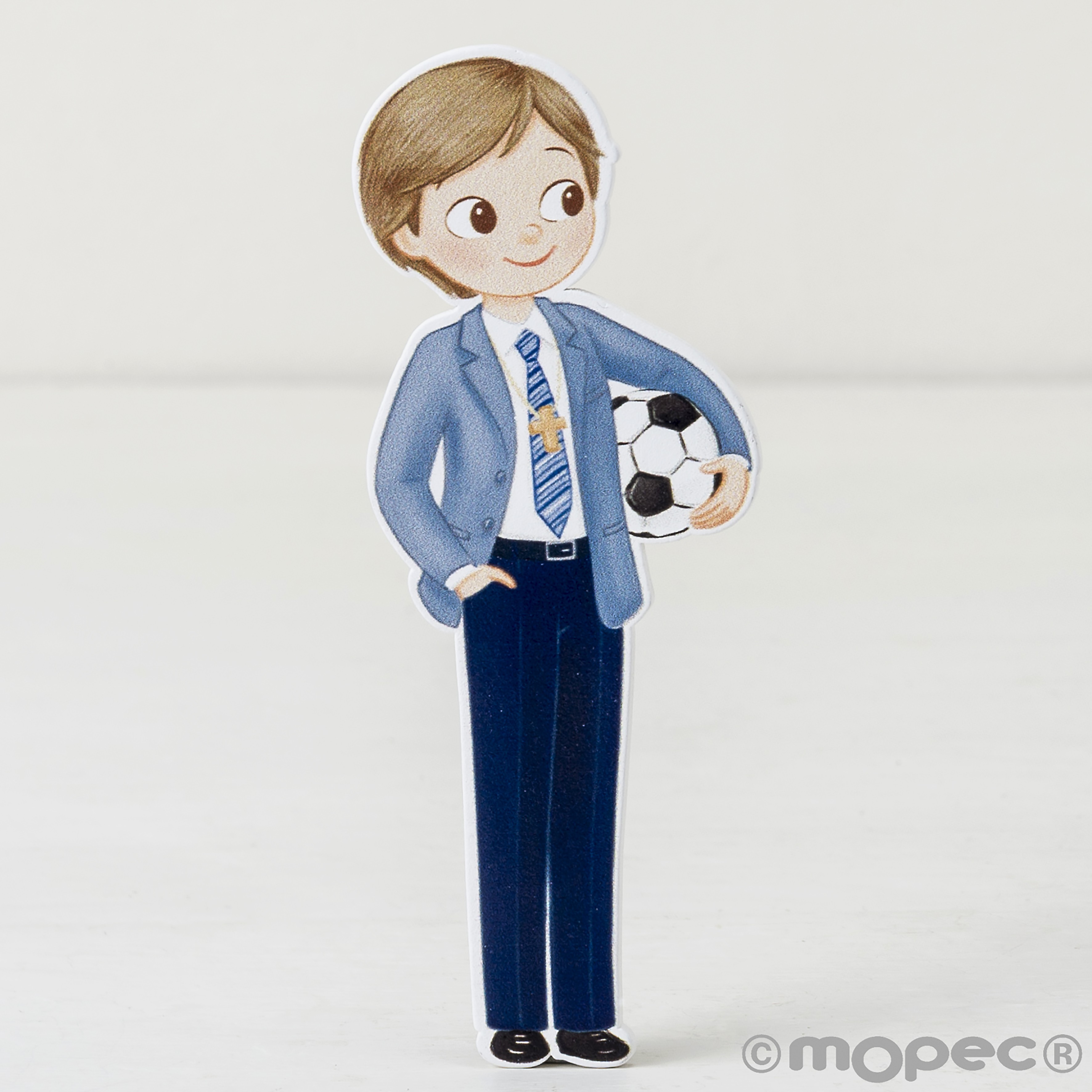 Figura 2D adhesiva niño Comunión con pelota 11cm. min.6 - Detalles de Boda