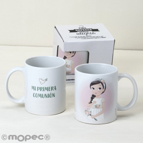 Taza cerámica Comunión niña romántica en caja regalo