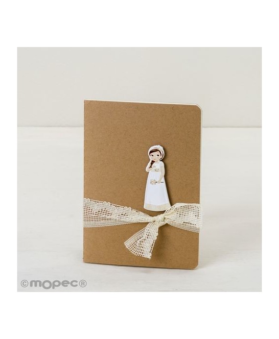 Libreta Pequeña Adornada Figura Niña Comunión Romántica