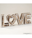 Decoración madera 40x14,5x4cm. LOVE con luz led