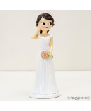 Figura pastel novia Pop&Fun, mano en la mejilla, 21cm.