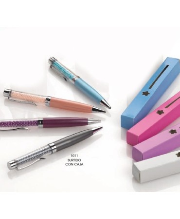 Bolígrafo metal perlitas colores stdo. c/caja