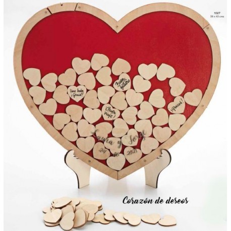 Corazón de deseos madera c/70 corazones