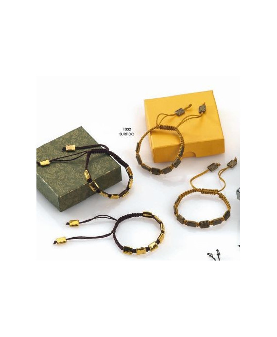 Pulsera piedras metal c/cajita regalo