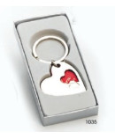 Llavero corazón doble 7 cms. c/cajita regalo plata