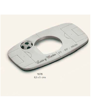 Abrebotellas imán frigo campo de fútbol c/caja regalo plateada