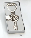 Llavero llave flor candado c/caja regalo plateada