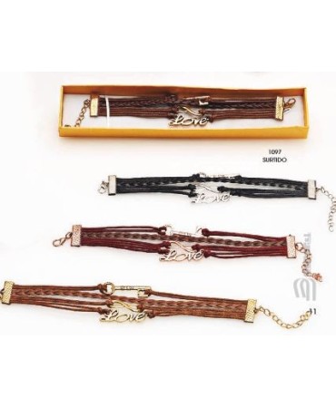 Pulsera infinito, love y llave c/cajita regalo