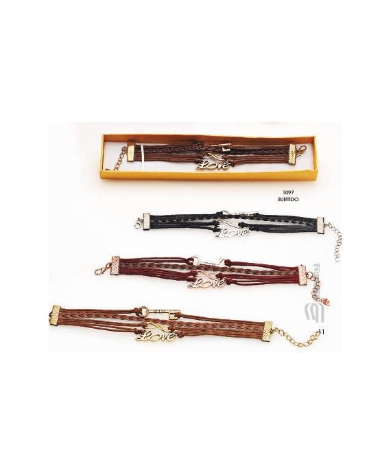 Pulsera infinito, love y llave c/cajita regalo