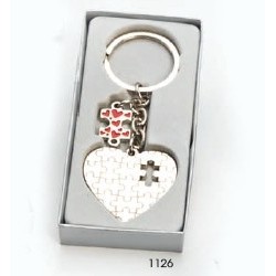 Llavero corazón puzzle c/caja regalo plateada