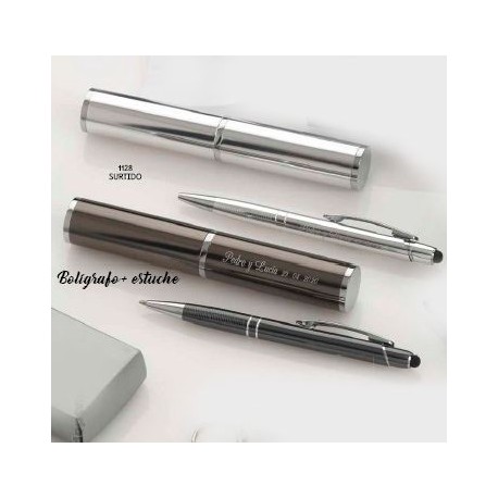 Set bolígrafo puntero táctil aluminio y estuche aluminio