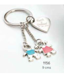 Llavero pareja de niños corazón c/caja regalo plata