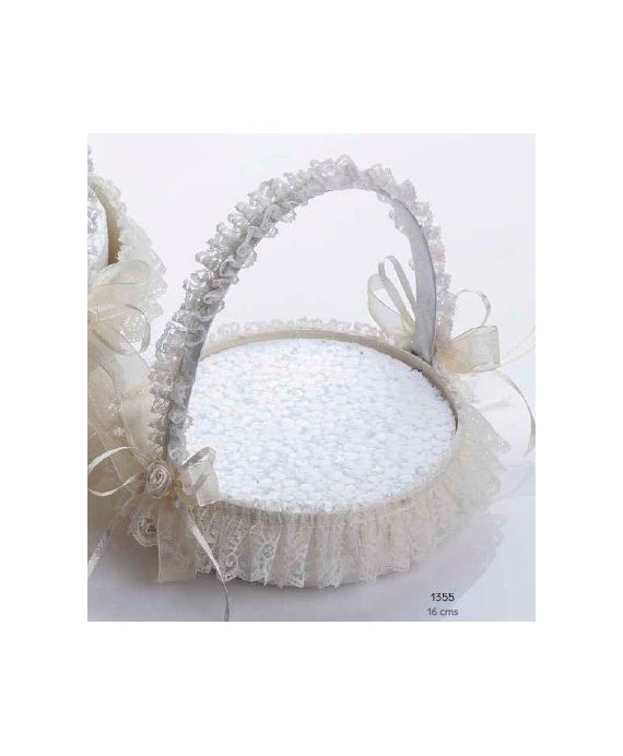 Cesta pequeña puntilla c/corcho blanco 16 cms