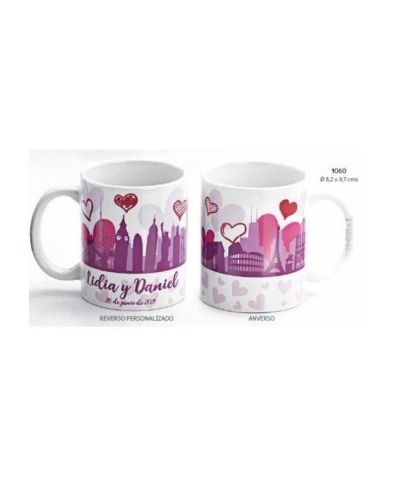 Taza viajes y corazones c/caja de regalo