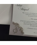 Invitacion de Boda iniciales laser esquina color gris