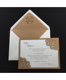 Invitacion de Boda iniciales laser esquina color kraft