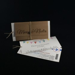 Invitacion de Boda tarjeta de embarque nombres laser