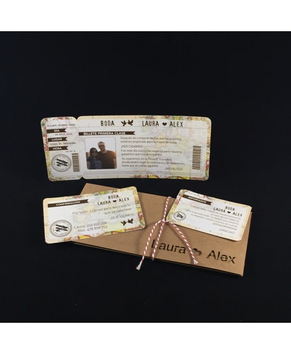 Invitacion de Boda pasaporte y tarjeta de embarque