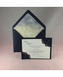 Invitacion de Boda iniciales laser esquinas color azul oscuro