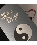 Invitacion de Boda Yin Yan nombres laser troquel