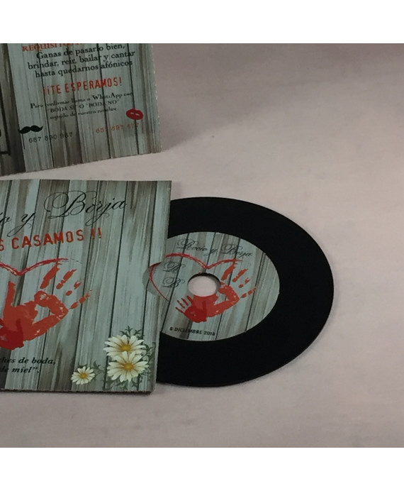 Invitacion de Boda disco vinilo con caja