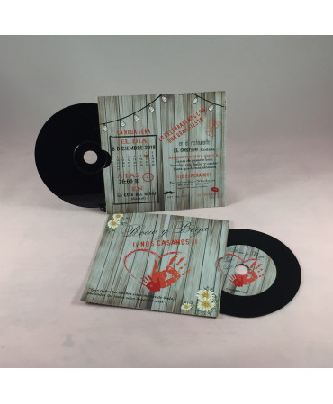 Invitacion de Boda disco vinilo con caja