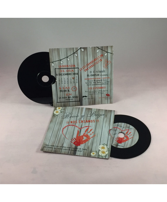 Invitacion de Boda disco vinilo con caja