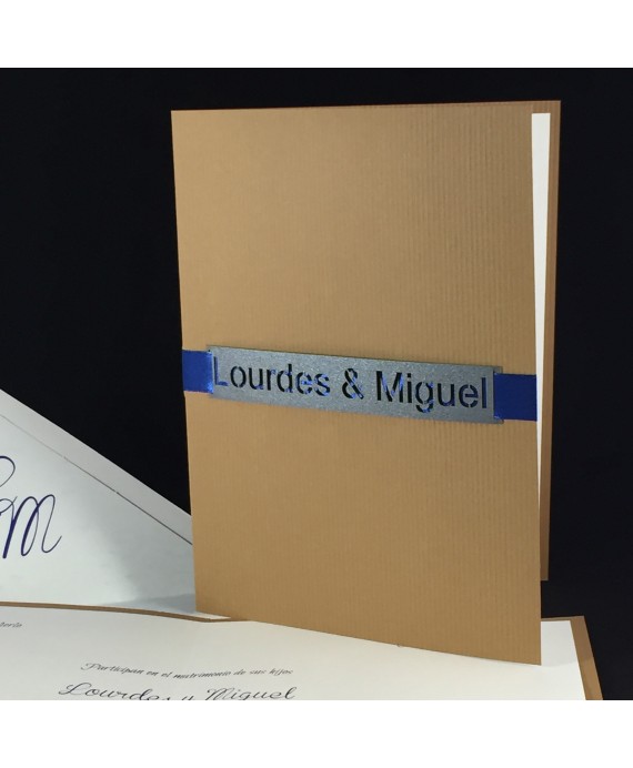 Invitacion de Boda nombres laser potada kraft