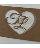 Invitacion de Boda iniciales corazon laser portada kraft