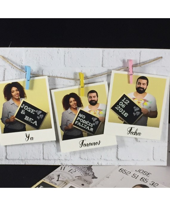 Invitacion de Boda fotos pinzas portada