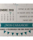 Invitacion de Boda calendario verde agua