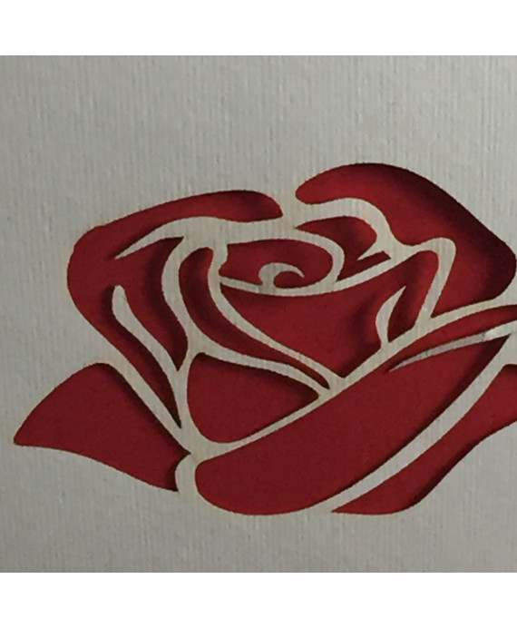 Invitacion de Boda rosa roja troquel laser