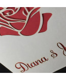 Invitacion de Boda rosa roja troquel laser