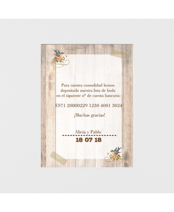 Tarjeta adicional tablas de madera