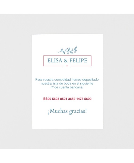 Tarjeta adicional decorada lazo granate