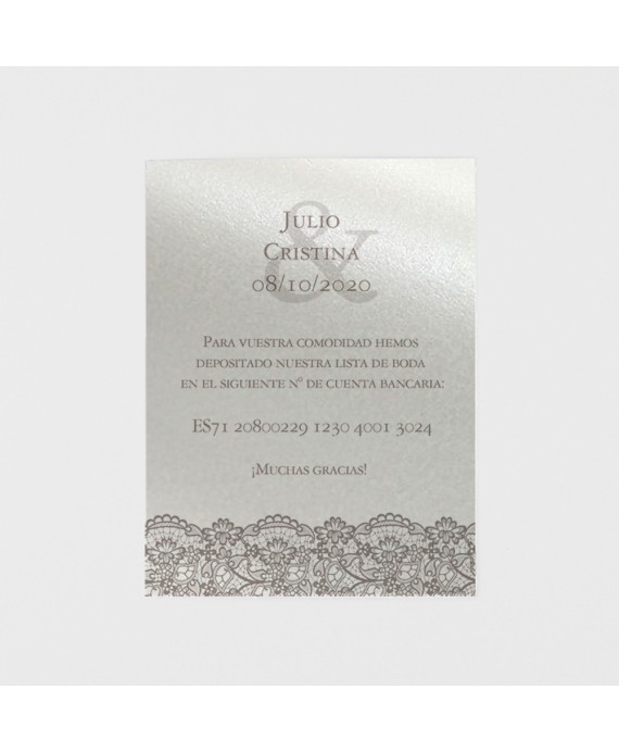 Tarjeta adicional lazo chocolate