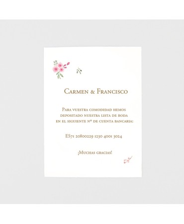 Tarjeta adicional flores rosadas